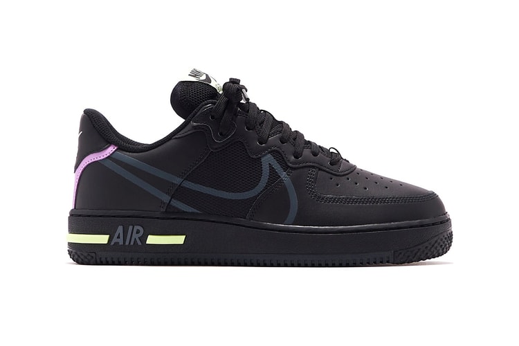 Nike Drops Blacked-Out AF1 React D/MS/X Tinged With "Violet Star" & "Barely Volt" Hues