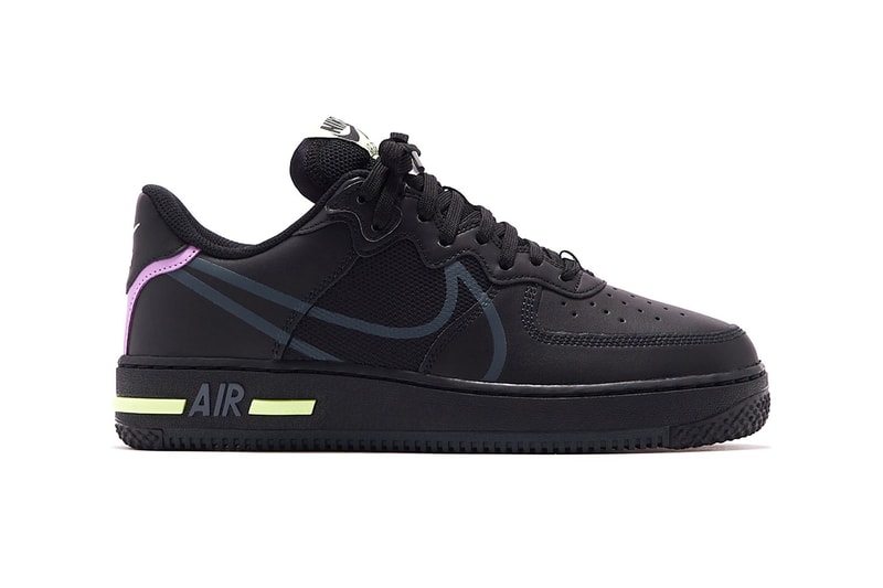 Nike Air Force 1 React D/MS/X "Black/Anthracite/Violet Star/Barely Volt" Release Information First Look Drop Cop Online KITH Store Sneakers Footwear Swoosh All Black Kicks Triple 