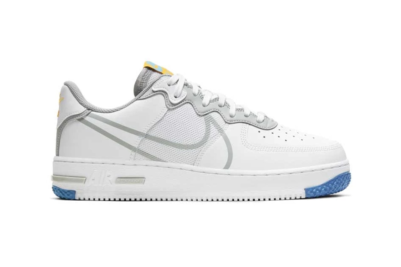 Nike Air Force 1 React D MS X White Light Smoke Grey university gold shoes footwear basketball court classics sneakers runners trainers menswear streetwear spring summer 2020 swoosh ct1020-100