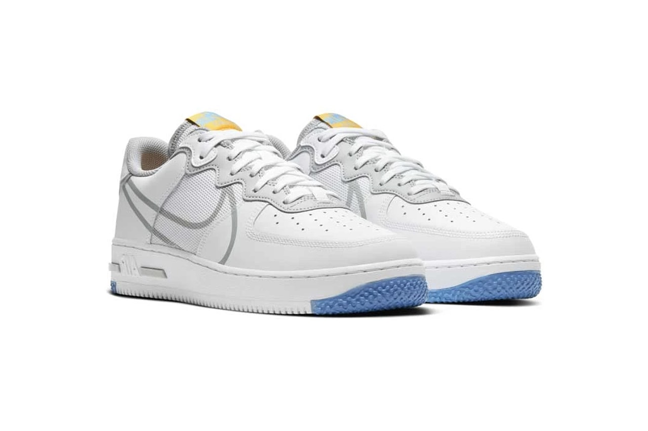 Nike Air Force 1 React D MS X White Light Smoke Grey university gold shoes footwear basketball court classics sneakers runners trainers menswear streetwear spring summer 2020 swoosh ct1020-100