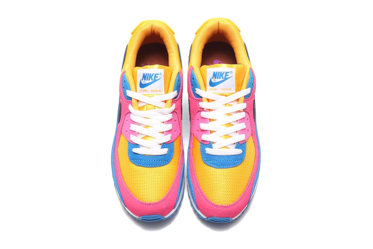 yellow pink and blue air max