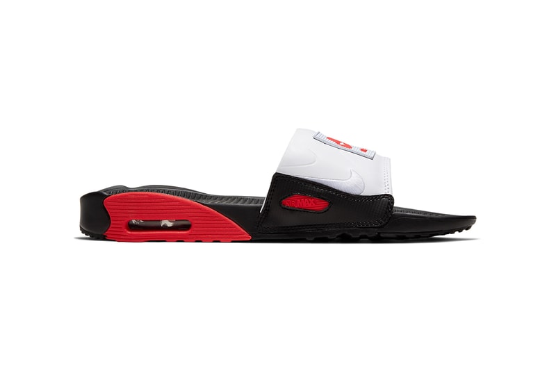 nike sportswear air max 90 slide sandal black chile red white BQ4635 003 release date info photos price