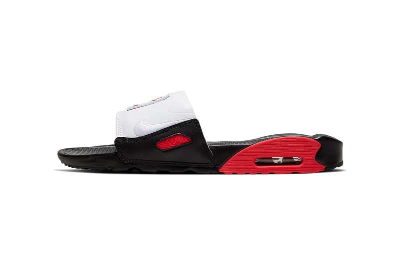 nike sportswear air max 90 slide sandal black chile red white BQ4635 003 release date info photos price