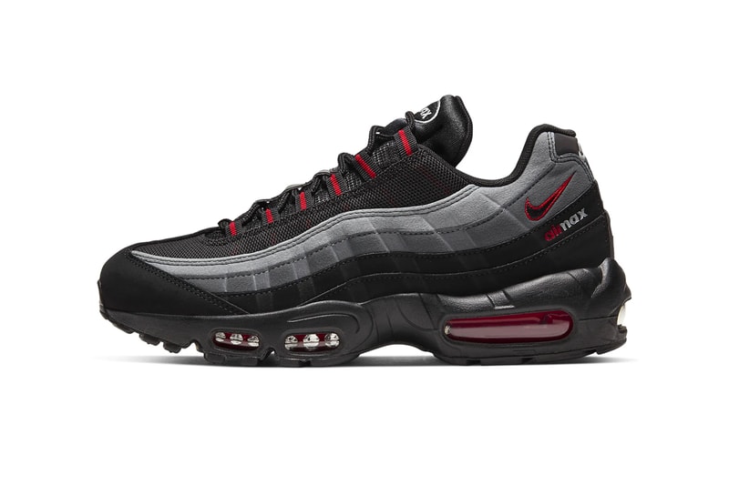 Nike Air Max 95 Iron Gray University Red black sneakers shoes footwear menswear spring summer 2020 collection swoosh runners trainers kicks CW7477 001 air sole unit max air