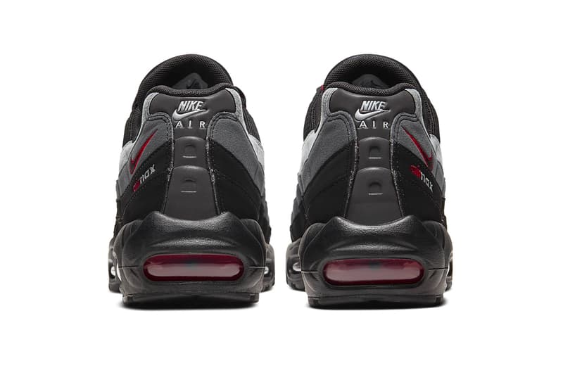 Nike Air Max 95 Iron Gray University Red black sneakers shoes footwear menswear spring summer 2020 collection swoosh runners trainers kicks CW7477 001 air sole unit max air