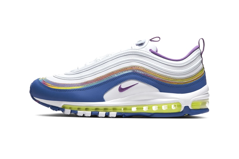 Nike Air Max 97 Air Max 90 Air Max 270 React Easter Pack Release Information Seasonal Footwear Sneaker Drop Date Swoosh White/Washed Coral/Hyper Blue/Purple Nebula White/Washed Coral/Hyper Blue/Multi-Color Eggs Colorways 