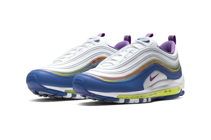 Nike Air Max 97 Air Max 90 Air Max 270 React Easter Pack Release Information Seasonal Footwear Sneaker Drop Date Swoosh White/Washed Coral/Hyper Blue/Purple Nebula White/Washed Coral/Hyper Blue/Multi-Color Eggs Colorways 