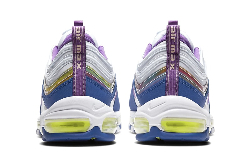 Nike Air Max 97 Air Max 90 Air Max 270 React Easter Pack Release Information Seasonal Footwear Sneaker Drop Date Swoosh White/Washed Coral/Hyper Blue/Purple Nebula White/Washed Coral/Hyper Blue/Multi-Color Eggs Colorways 
