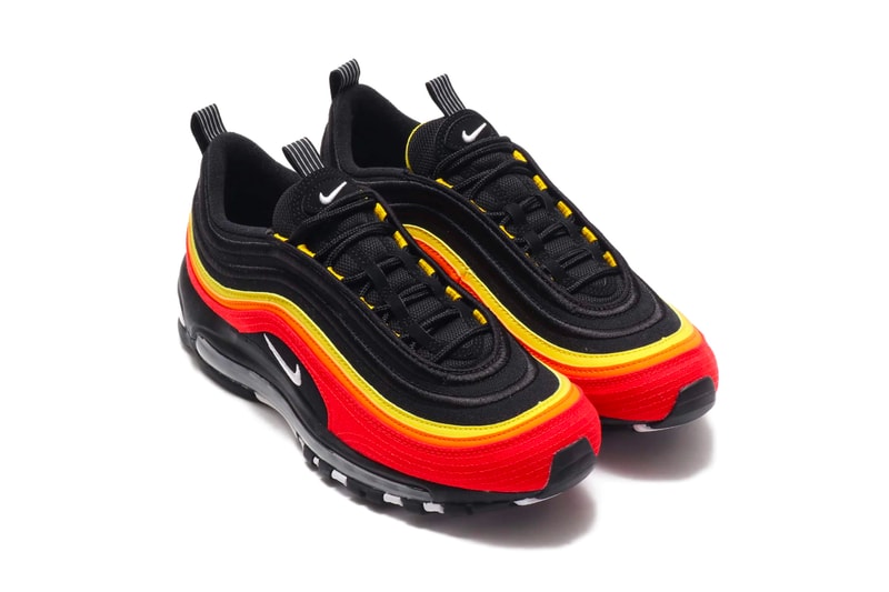 NIKE AIR MAX 97 QS BLACK WHITE CHILE RED MAGMA ORANGE spring summer 2020 collection menswear streetwear ct4525 001 shoes sneakers footwear kicks runners trainers