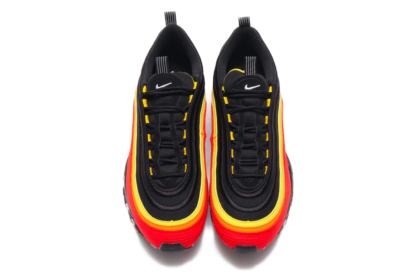 NIKE AIR MAX 97 QS BLACK WHITE CHILE RED MAGMA ORANGE spring summer 2020 collection menswear streetwear ct4525 001 shoes sneakers footwear kicks runners trainers