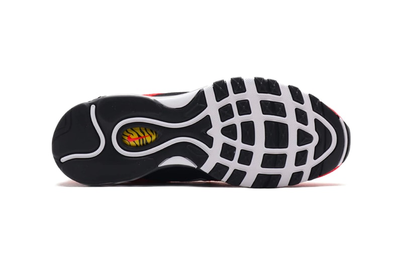NIKE AIR MAX 97 QS BLACK WHITE CHILE RED MAGMA ORANGE spring summer 2020 collection menswear streetwear ct4525 001 shoes sneakers footwear kicks runners trainers