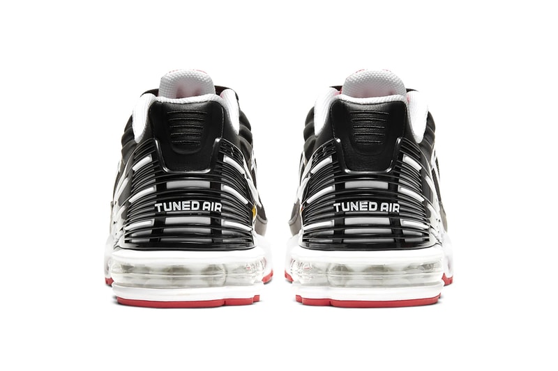 Nike Air Max Plus 3 Black Track Red white menswear streetwear shoes sneakers trainers runners kicks swoosh CJ0601 001 tpu tongue tip spring summer 2020 collection logo