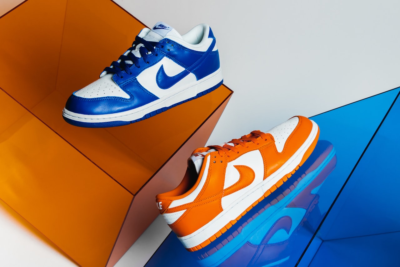 Nike Dunk Low "Kentucky" & "Syracuse" Closer Look Official HYPEBEAST Photography Up Close Footwear Sneakers Release Information Editorial Exclusive OG 1985 College Colors program