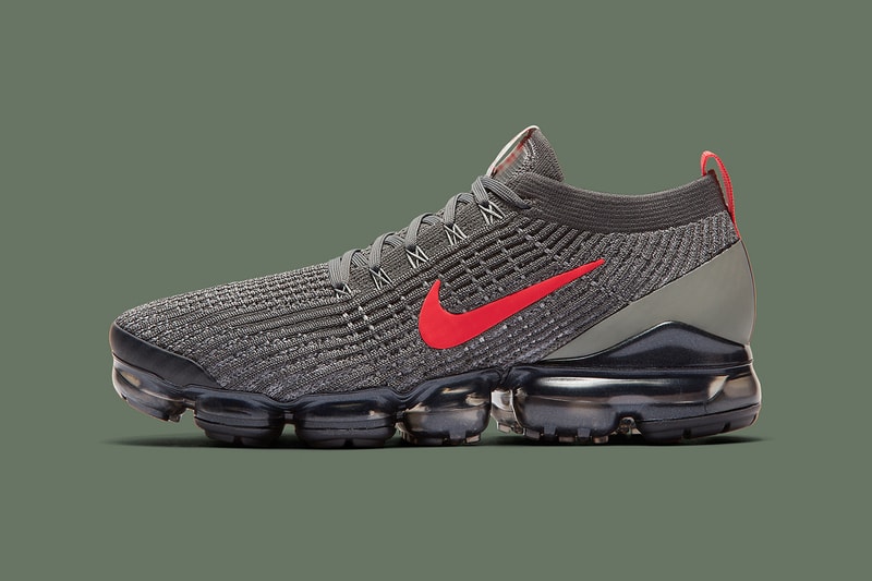 nike vapormax flyknit three olive crimson colorway footwear sneakers