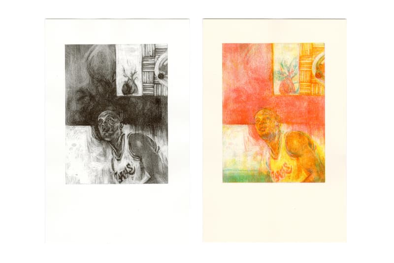 Nikkolos Mohammed "Lady Hoops Box Set" Nick Van Exel Los Angeles Lakers Boston Garden Floor Arena Risographs Prints Charcoal