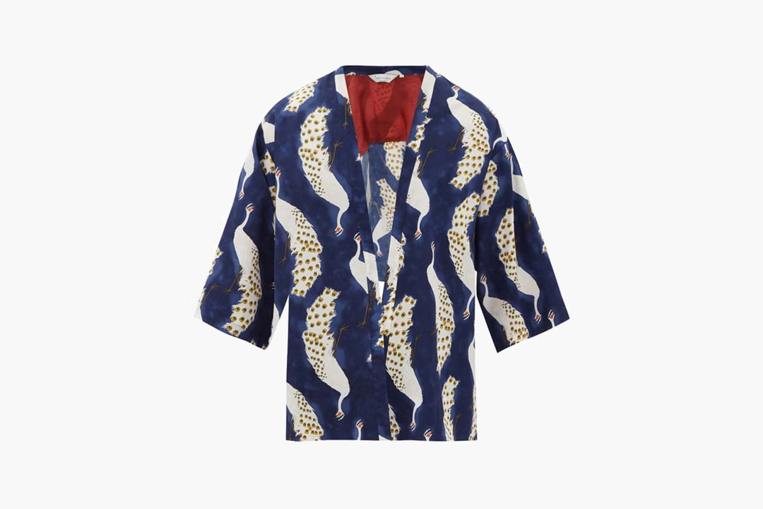Nipoaloha Peacock-Print Cotton-Poplin Shirt and Trousers