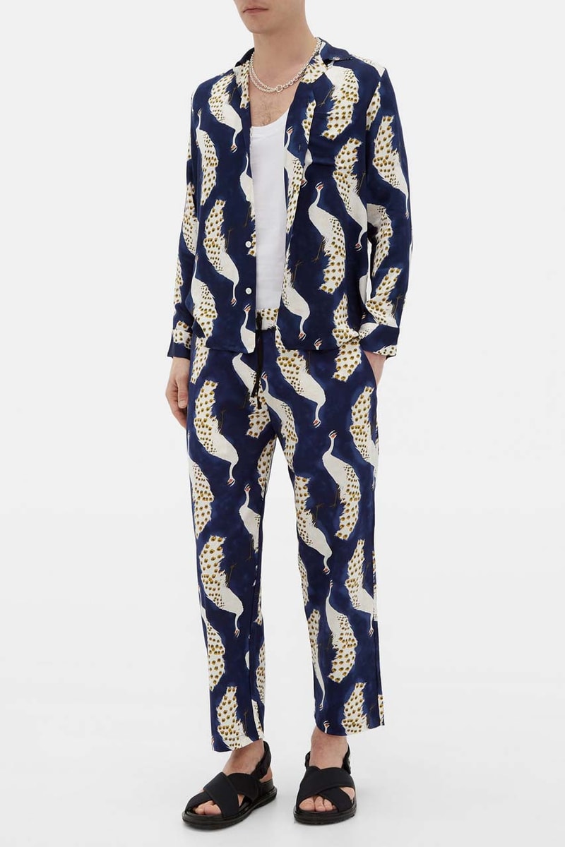nipoaloha peacock print cotton overshirt cockerel vneck shirt poplin trousers 