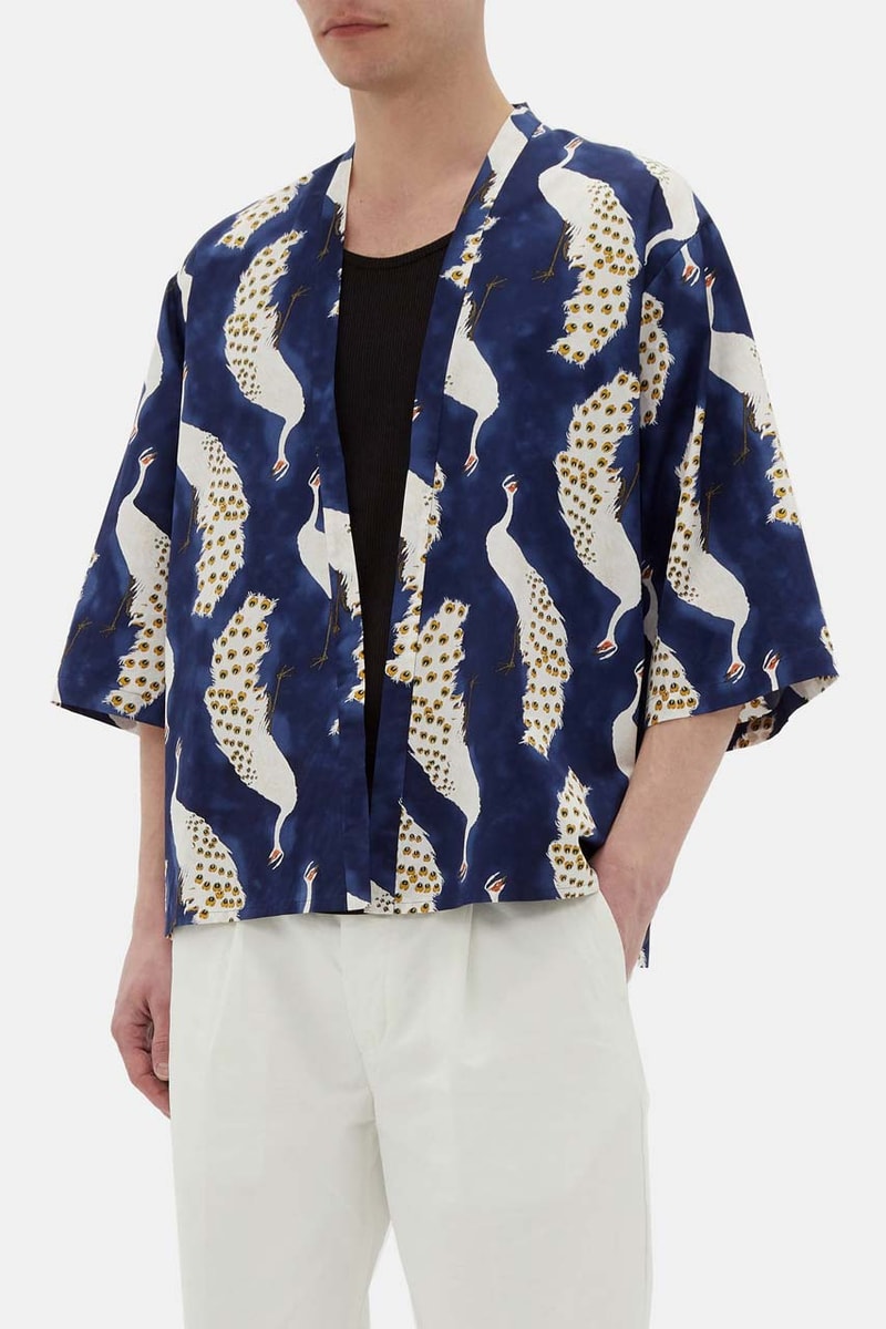 nipoaloha peacock print cotton overshirt cockerel vneck shirt poplin trousers 