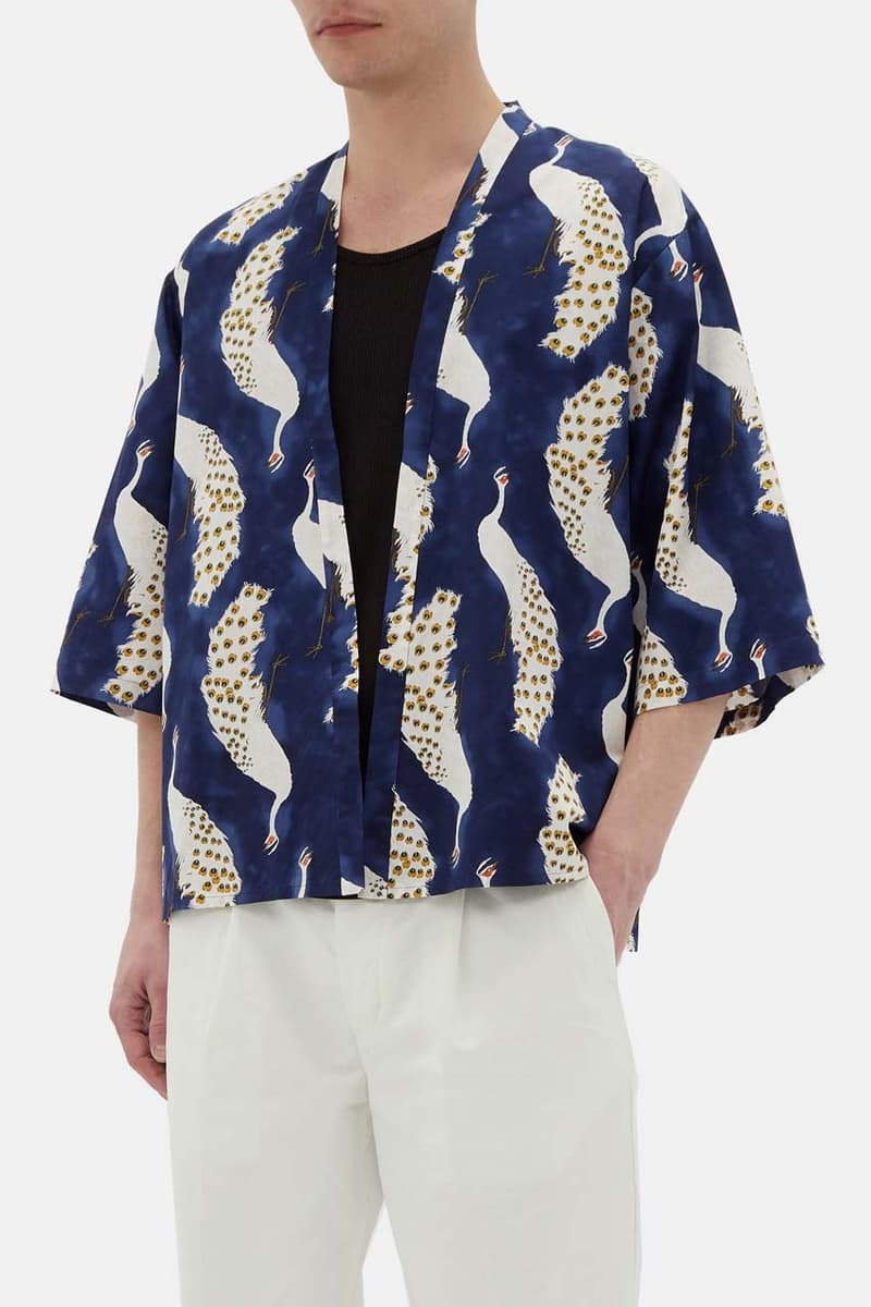 nipoaloha peacock print cotton overshirt cockerel vneck shirt poplin trousers