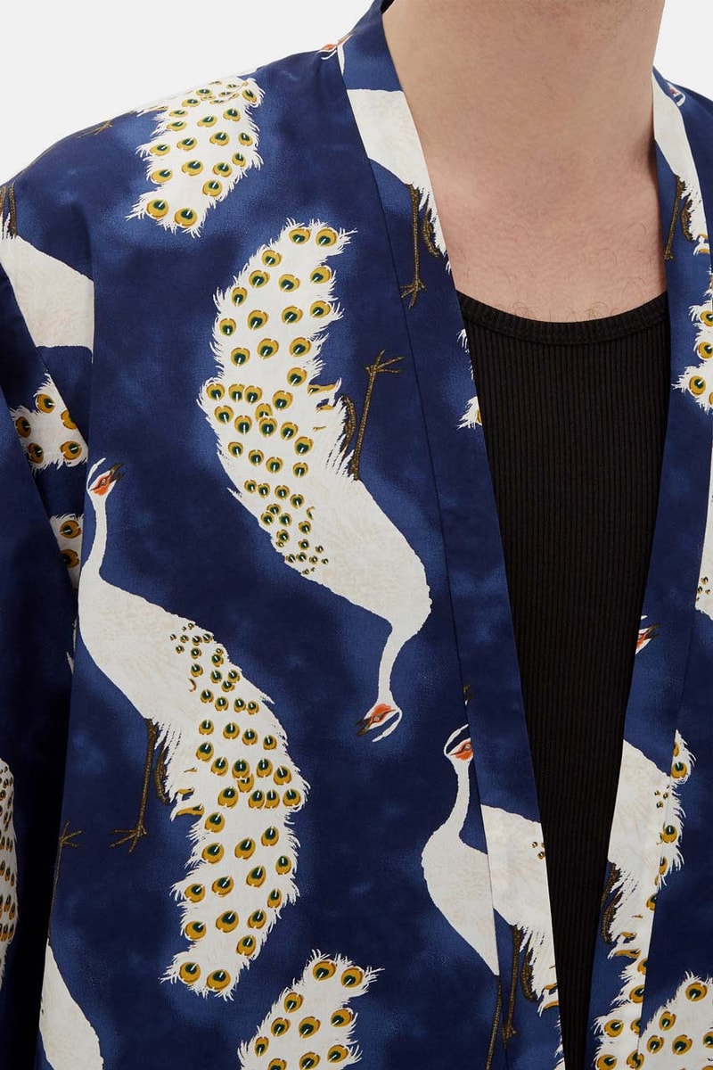 nipoaloha peacock print cotton overshirt cockerel vneck shirt poplin trousers 