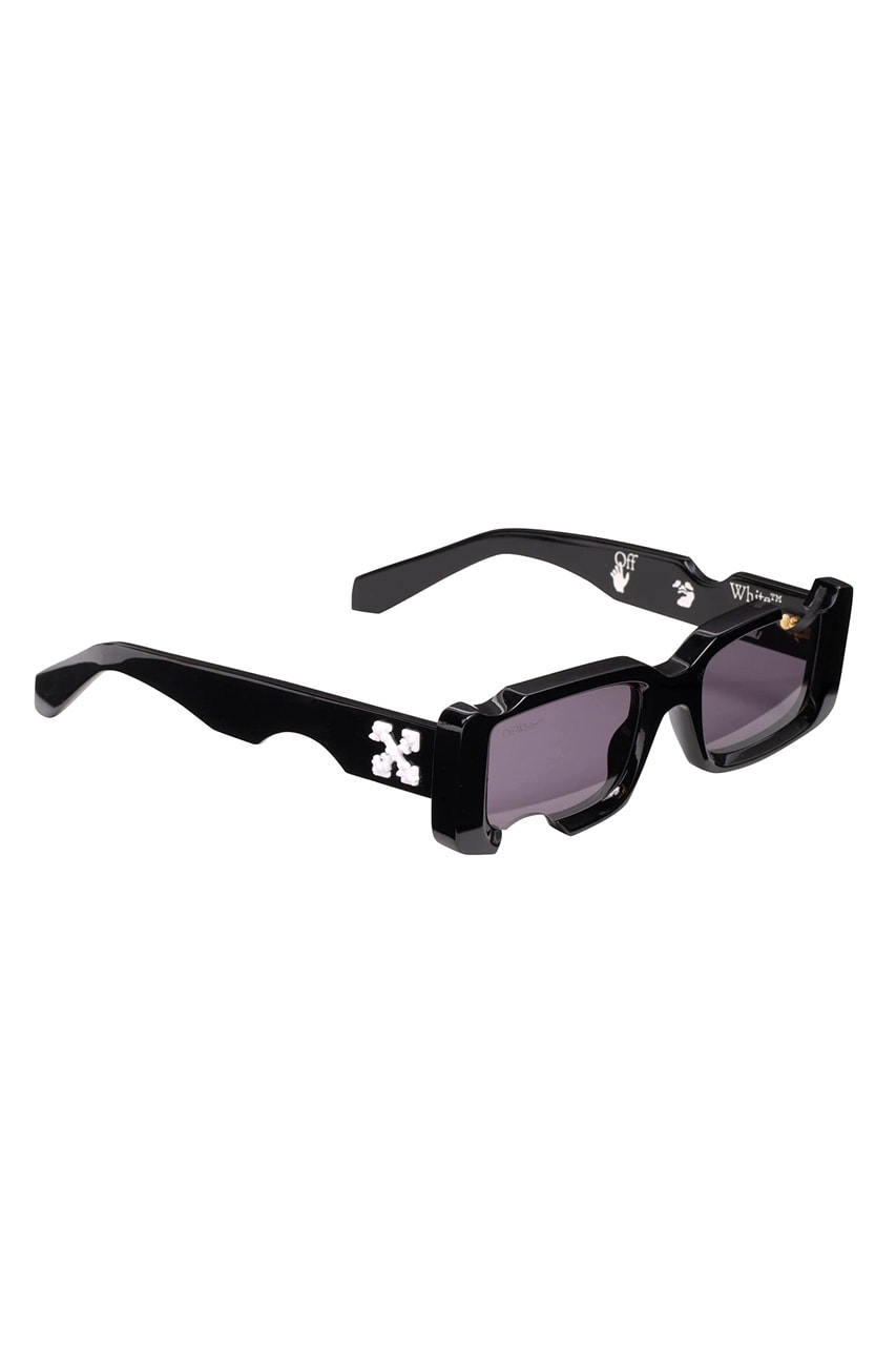 Off-White™ Black Holes Sunglasses Specs Frames Virgil Abloh Designer Affordable Dupe Drilled Hole OW Cross Emblem Logo Black-Grey Lens Eyewear Spring Summer 2020 Looks