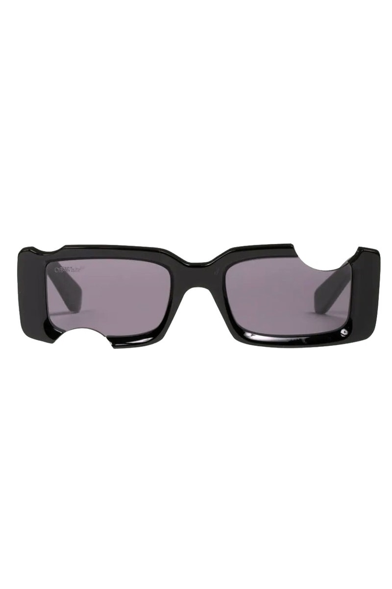 Off-White™ Black Holes Sunglasses Specs Frames Virgil Abloh Designer Affordable Dupe Drilled Hole OW Cross Emblem Logo Black-Grey Lens Eyewear Spring Summer 2020 Looks