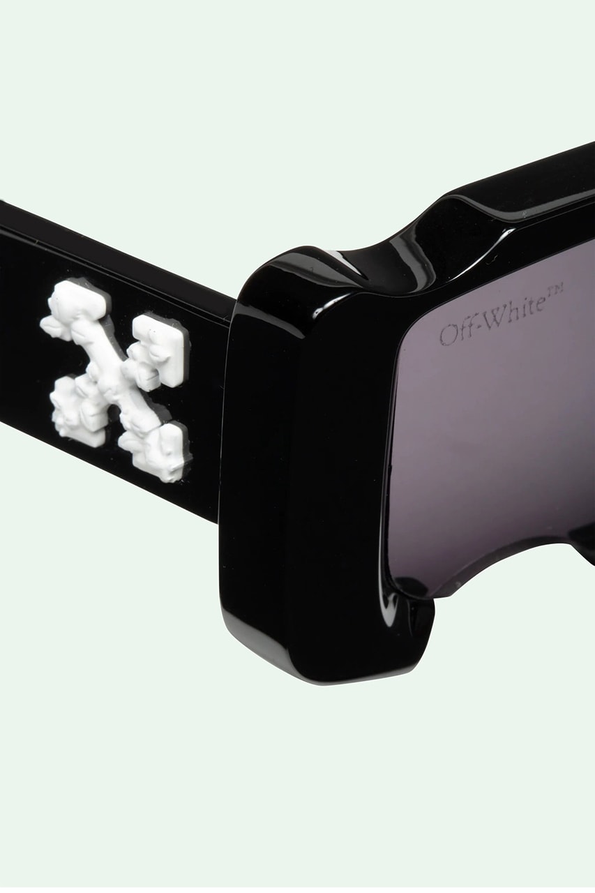 Off-White™ Black Holes Sunglasses Specs Frames Virgil Abloh Designer Affordable Dupe Drilled Hole OW Cross Emblem Logo Black-Grey Lens Eyewear Spring Summer 2020 Looks
