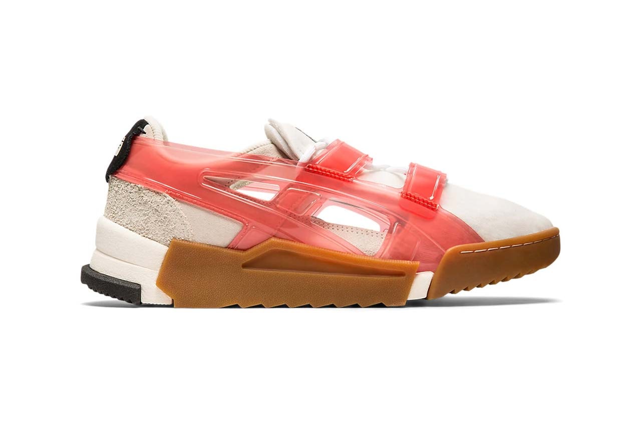 onitsuka tiger big logo runner sandal sneakers red vibrant yellow fiery red cream