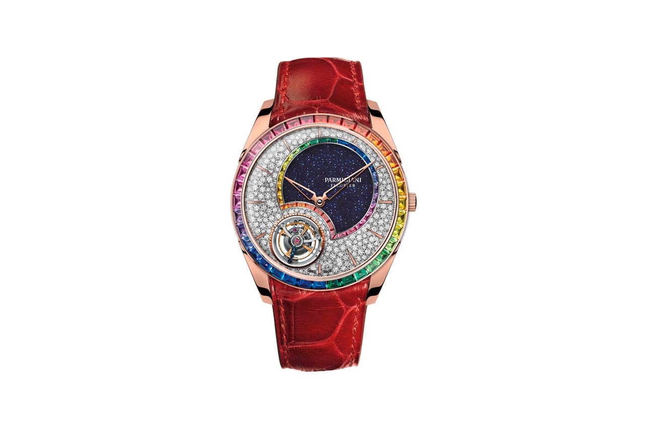parmigiani fleurier tonda 1950 tourbillon rainbow baguette cut crystals crystal watch 