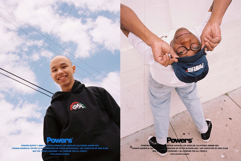 POWERS Spring 2020 lookbook Peter Sutherland supply kyle ng collection drops menswear streetwear t shirt hoodie sweaters hoodies hats caps graphics tote bags accessories