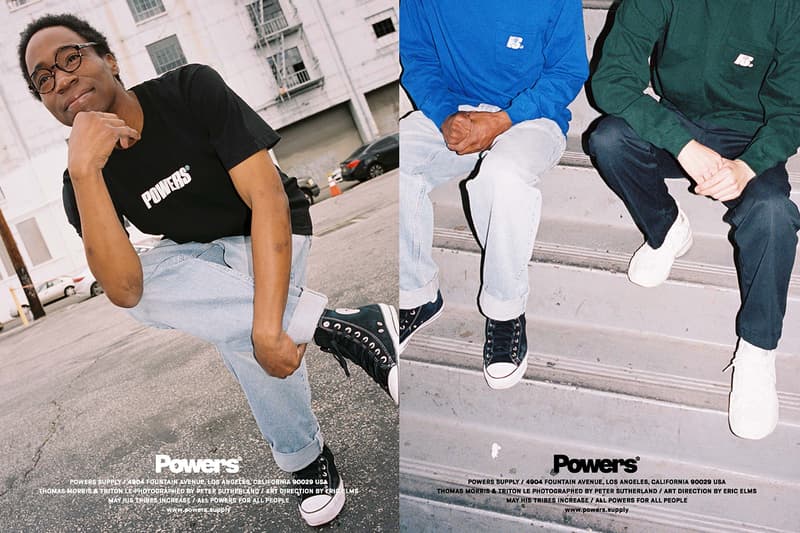 POWERS Spring 2020 lookbook Peter Sutherland supply kyle ng collection drops menswear streetwear t shirt hoodie sweaters hoodies hats caps graphics tote bags accessories