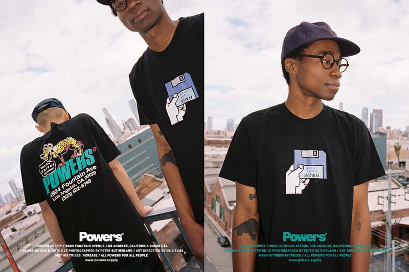 POWERS Spring 2020 lookbook Peter Sutherland supply kyle ng collection drops menswear streetwear t shirt hoodie sweaters hoodies hats caps graphics tote bags accessories