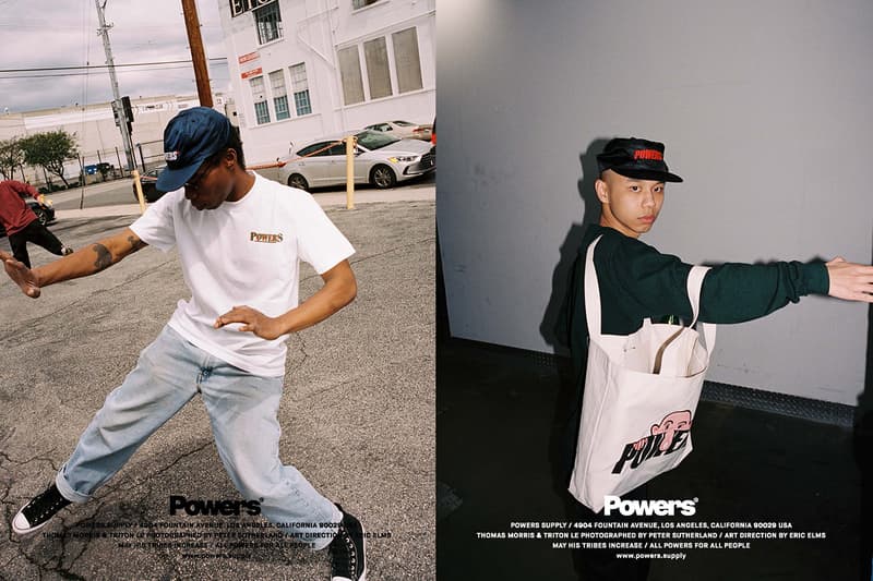 POWERS Spring 2020 lookbook Peter Sutherland supply kyle ng collection drops menswear streetwear t shirt hoodie sweaters hoodies hats caps graphics tote bags accessories