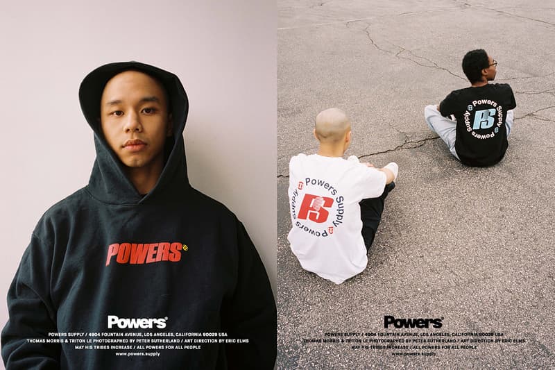 POWERS Spring 2020 lookbook Peter Sutherland supply kyle ng collection drops menswear streetwear t shirt hoodie sweaters hoodies hats caps graphics tote bags accessories