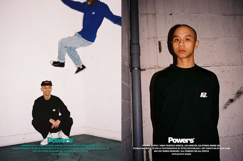 POWERS Spring 2020 lookbook Peter Sutherland supply kyle ng collection drops menswear streetwear t shirt hoodie sweaters hoodies hats caps graphics tote bags accessories