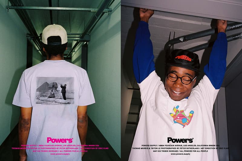 POWERS Spring 2020 lookbook Peter Sutherland supply kyle ng collection drops menswear streetwear t shirt hoodie sweaters hoodies hats caps graphics tote bags accessories