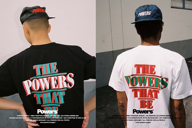 POWERS Spring 2020 lookbook Peter Sutherland supply kyle ng collection drops menswear streetwear t shirt hoodie sweaters hoodies hats caps graphics tote bags accessories