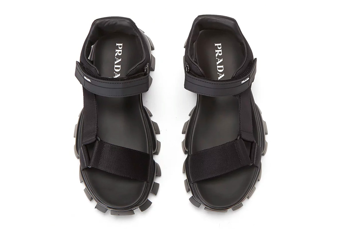 Prada Cloudbust Thunder Sandals Black menswear streetwear luxury high fashion footwear sneakers shoes kicks spring summer 2020 collection made in italy cleated strap on