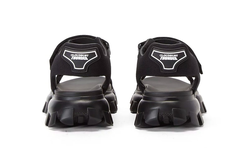 Prada Cloudbust Thunder Sandals Black menswear streetwear luxury high fashion footwear sneakers shoes kicks spring summer 2020 collection made in italy cleated strap on