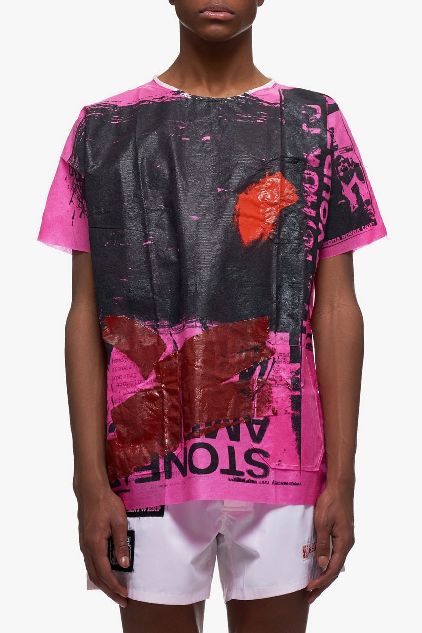 raf simons hand painted hospital shirt pink multi purple multi colorway release ss20 spring 2020