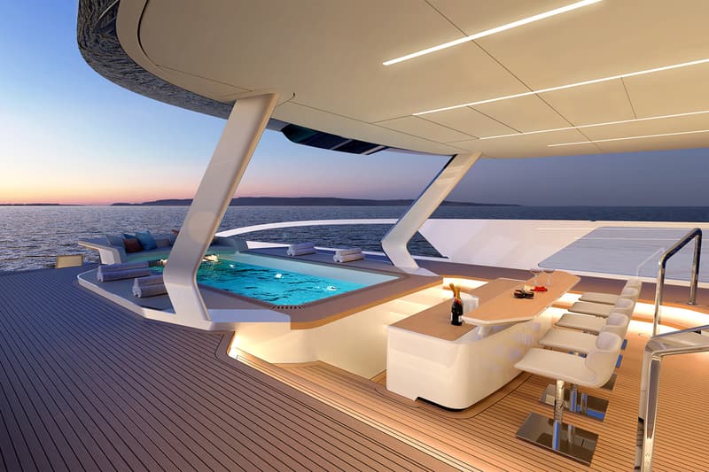 red yacht design dykstra naval architects superyacht boat yacht luxury sailing helipad swimming pool jacuzzi 