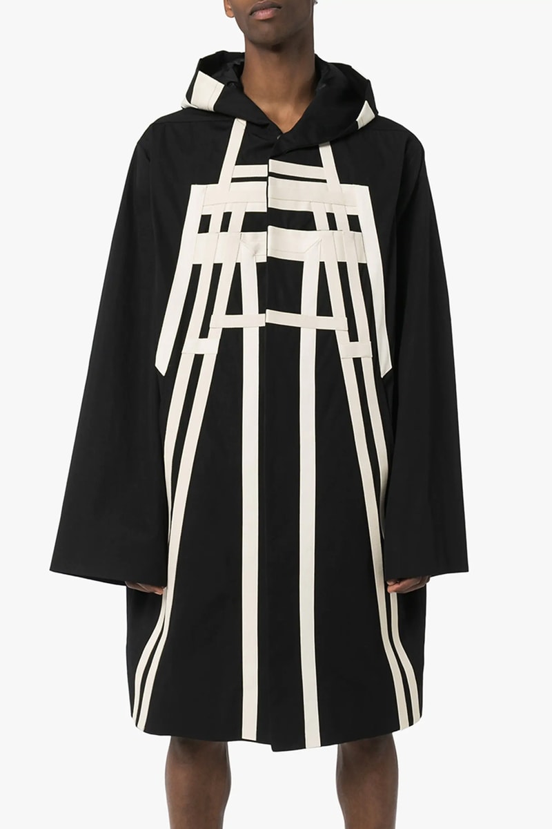 Rick Owens Pyramid Applique Hooded Parka menswear streetwear spring summer 2020 collection runway black white monochromatic jackets coats embroidery geometric designer