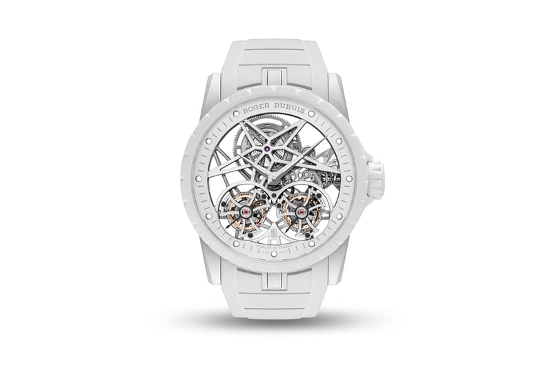 Roger Dubuis Double Flying Tourbillon Excalibur Twofold Watch Info glow lume Poinçon de Genève movement complication Swiss watches
