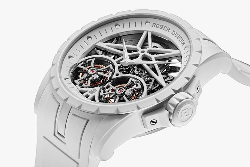 Roger Dubuis Double Flying Tourbillon Excalibur Twofold Watch Info glow lume Poinçon de Genève movement complication Swiss watches