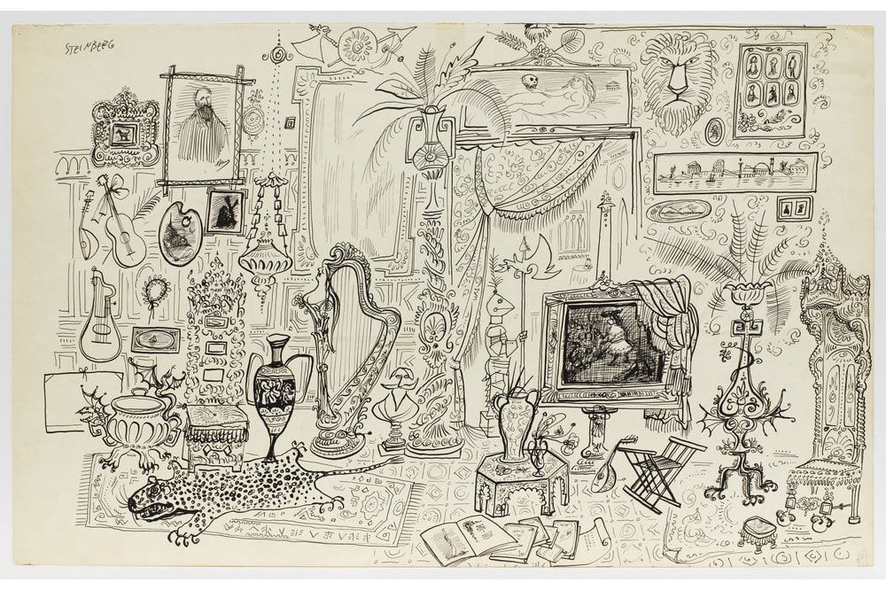 saul steinberg imagined interiors exhibition pace gallery