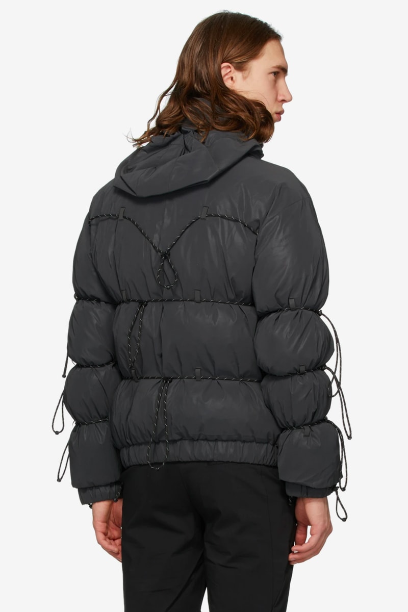 SSENSE Exclusive POST ARCHIVE FACTION Down Reflective String Jacket Release Silver Black Info Buy Price