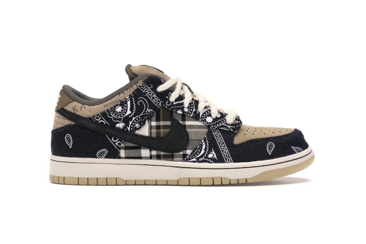 travis scott giveaway plaid bandana dunk low sneakers giveaway one dollar 1 resell win
