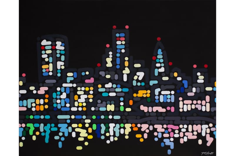 Yoon Hyup & Aches Dub Exhibits StolenSpace Gallery VR Paintings "Kaleidoscope" "Silence" City Landscape Lights Dots Grid