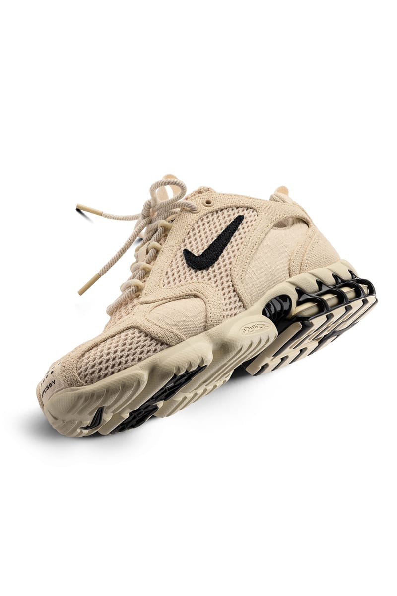 beige stussy edition air zoom spiridon sneakers