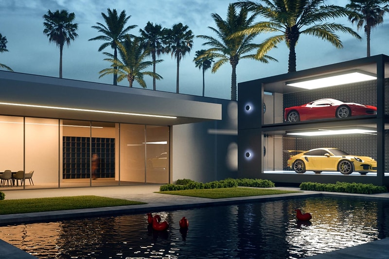 supercar capsule pod design architecture home garage custom showroom private sports car luxury